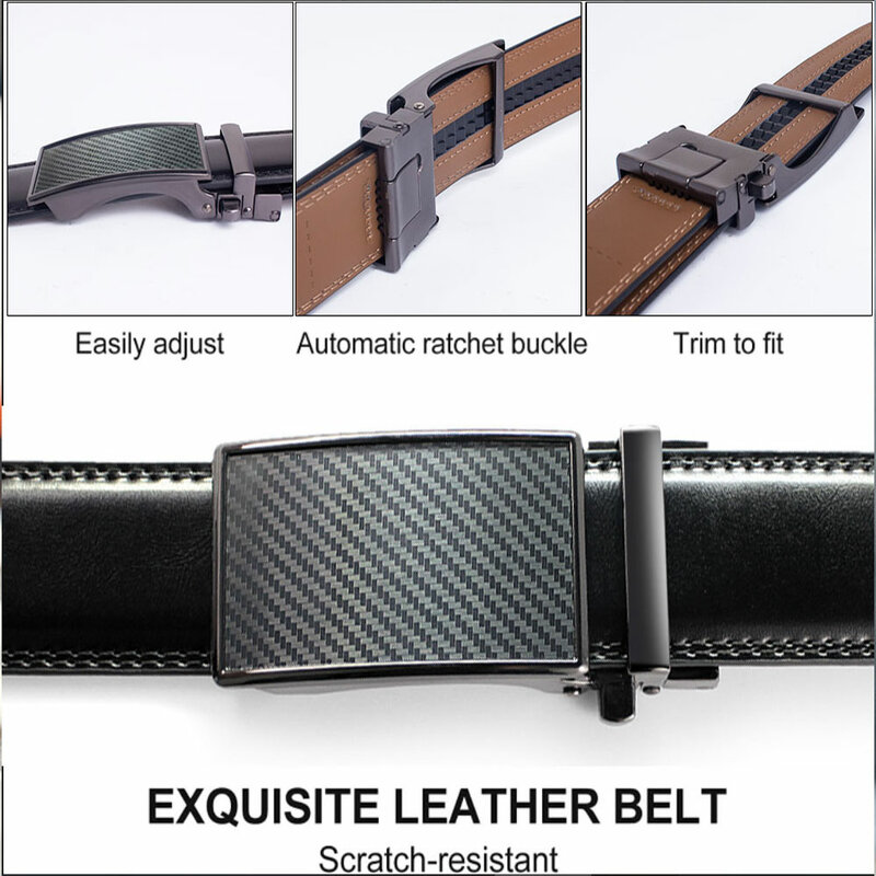Men’s Belt Metal Luxury Brand Automatic Buckle Leather High Quality Belts for Men Men's Alloy Buckle Cowhide Belt Trendy Busines