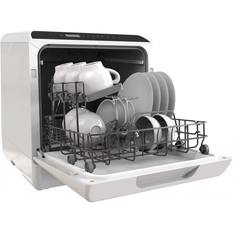 Meja mesin cuci piring portabel, 5 program cuci piring kecil dengan tangki Air bawaan 5 Liter, perawatan bayi, fungsi kering udara