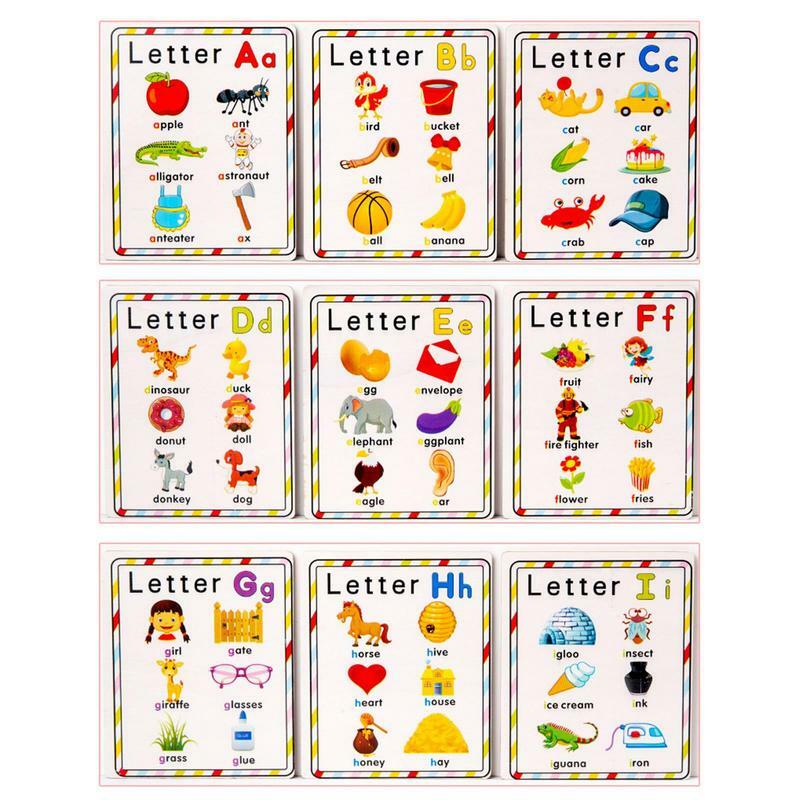 Colorido madeira dupla face alfabeto flash cards para crianças, gesto flashcards, presente de feriado, 26pcs, 3-7