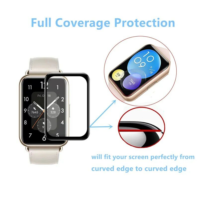Protetor de tela de vidro macio para Huawei Watch, Tampa de tela temperada, Fit2 Acessórios, Fit Smartwatch, 9D HD, filme completo, não vidro