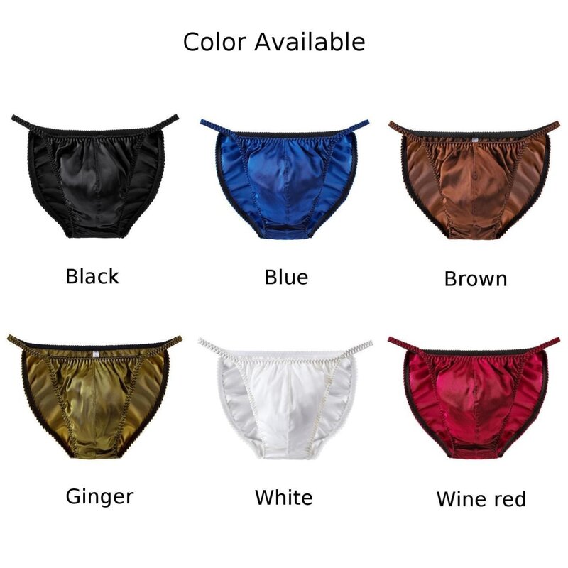 Cuecas de cetim de seda para homens, roupas íntimas brilhantes, cuecas sexy, calcinhas macias, cuecas de cintura baixa, lingerie íntima masculina, cor sólida