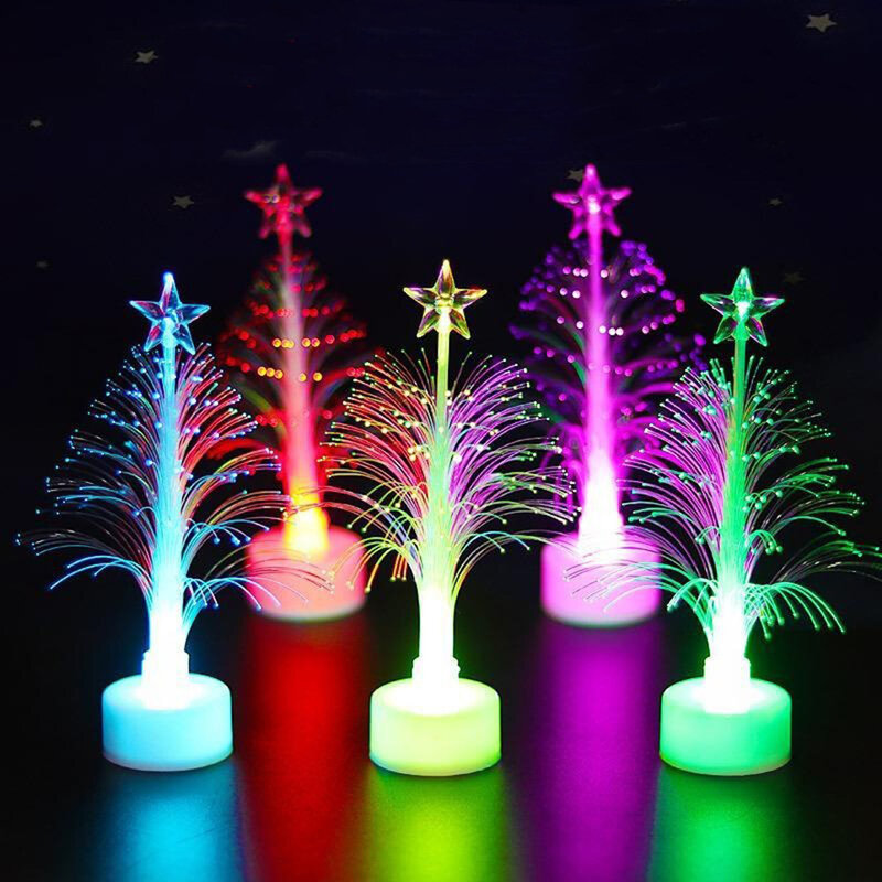 Colorful LED Fiber Optic Night Lights Flash Christmas Night Lamp Xmas Gift Home Decorations Holiday LED Table Lamps Ornaments