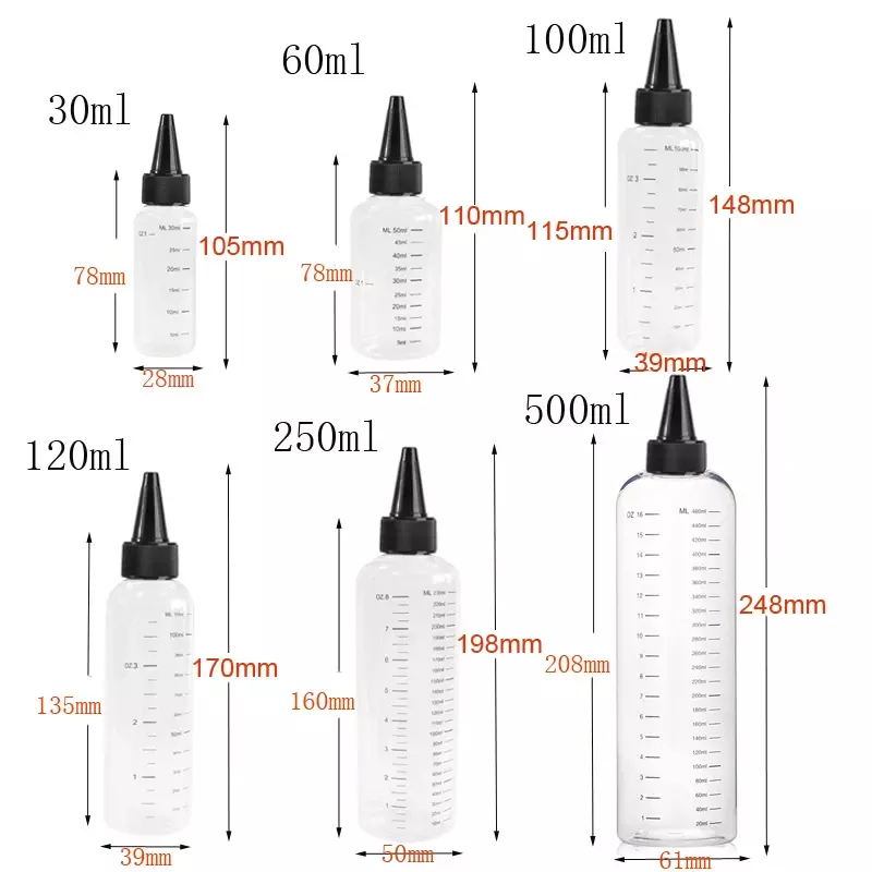 50Pcs 30ml/60ml/100ml/120ml/250ml Empty Plastic Squeezable Dropper Bottles Container For Tattoo Ink Color Pigment w/ Tops Caps