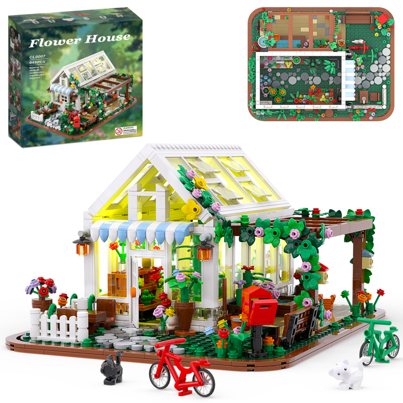 Building Blocks Flower House con Led Light- Inspire abilità di gioco creativo e giardinaggio-regalo perfetto per bambini e amanti della natura