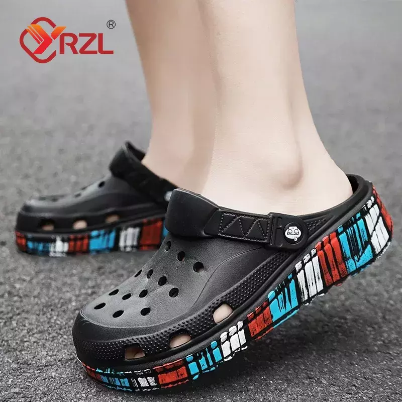 YRZL-Sandales légères à semelle souple pour hommes, chaussures à plateforme optique, pantoufles d'extérieur, sabots non alds, mode oligfashion