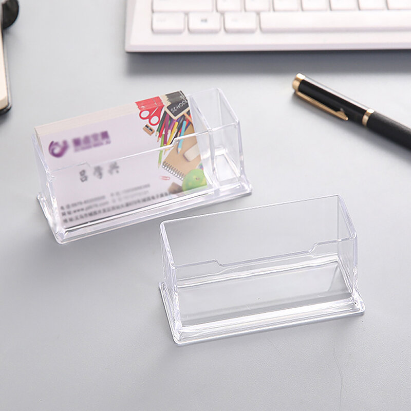 Porte-cartes de visite de bureau en plastique transparent, étagère de bureau transparente, boîte de rangement, présentoir, porte-cartes, stationnaire étudiant