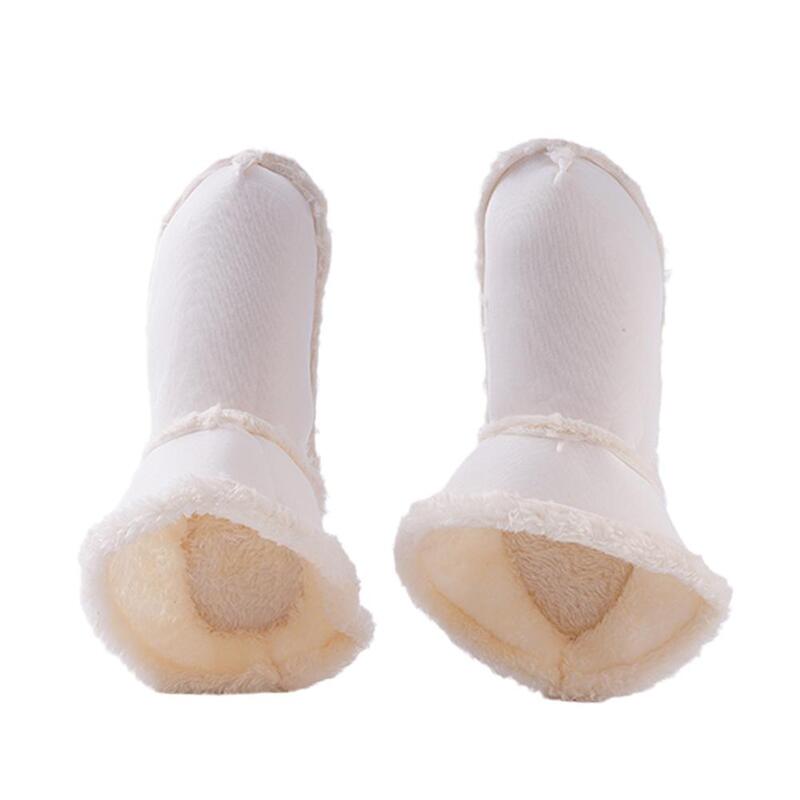 1Pair Hole Shoes Cover Thicken Soft Winter Warm Plush Sleeve Detachable Washable Replaceable For Woman Shoe Cover White V5I4