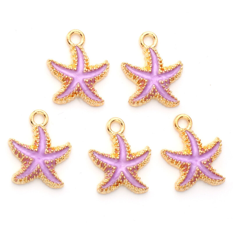 100 buah liontin bintang laut Enamel Aloi jimat kehidupan laut untuk DIY anting-anting tema pantai musim panas persediaan pembuat perhiasan Supplies