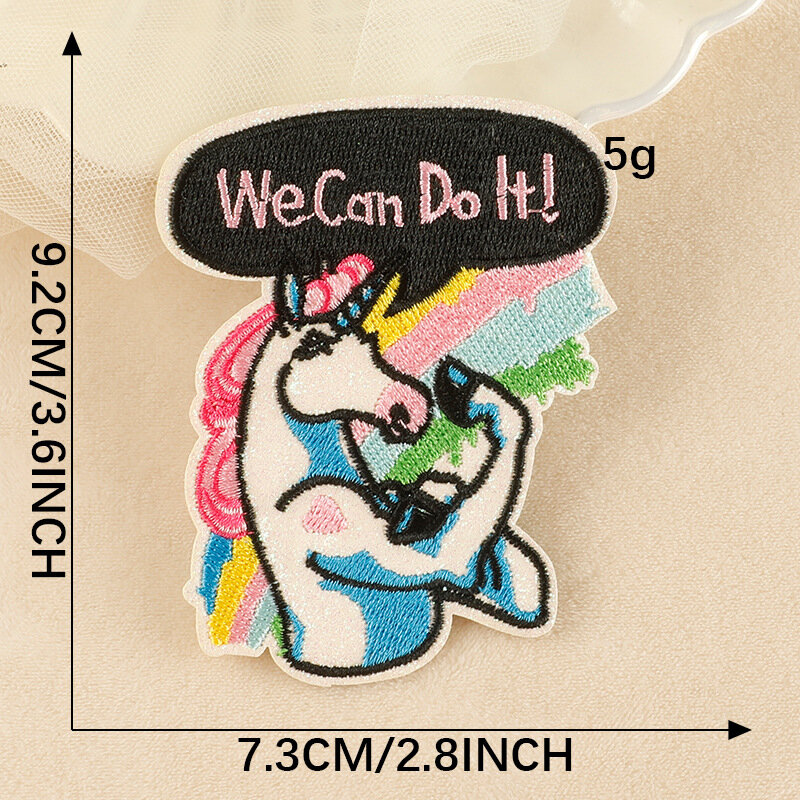 Desenhos animados Animal Unicorn Embroidery Badge, Costurar adesivo, Remendo DIY adesivo, Etiqueta de calor de tecido para pano Jeans Skirt Jacket, Novo, 2024