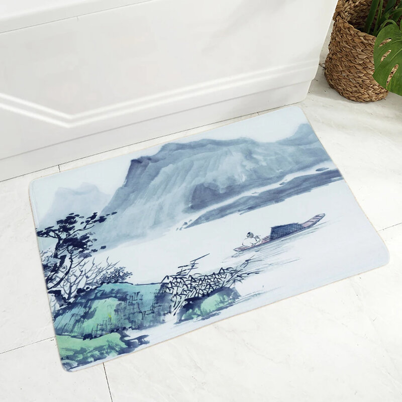 Tappeto per pittura a inchiostro in stile cinese tappeto per Area paesaggistica di montagna per bagno camera da letto sala giochi decorazione del cortile tappetino antiscivolo