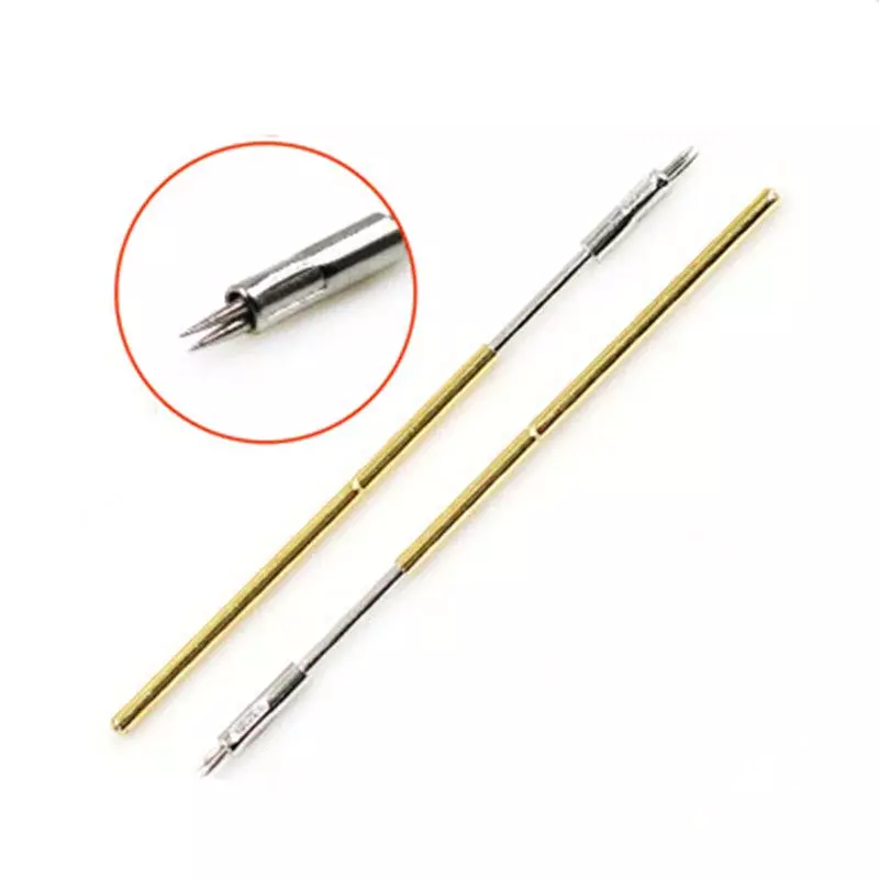 PL75-M3 Triple Pointed Spring Test Pin, diâmetro exterior 1.02mm, comprimento 38.35mm, dispositivo elétrico, ICT Spring Top Pin, 100pcs por pacote