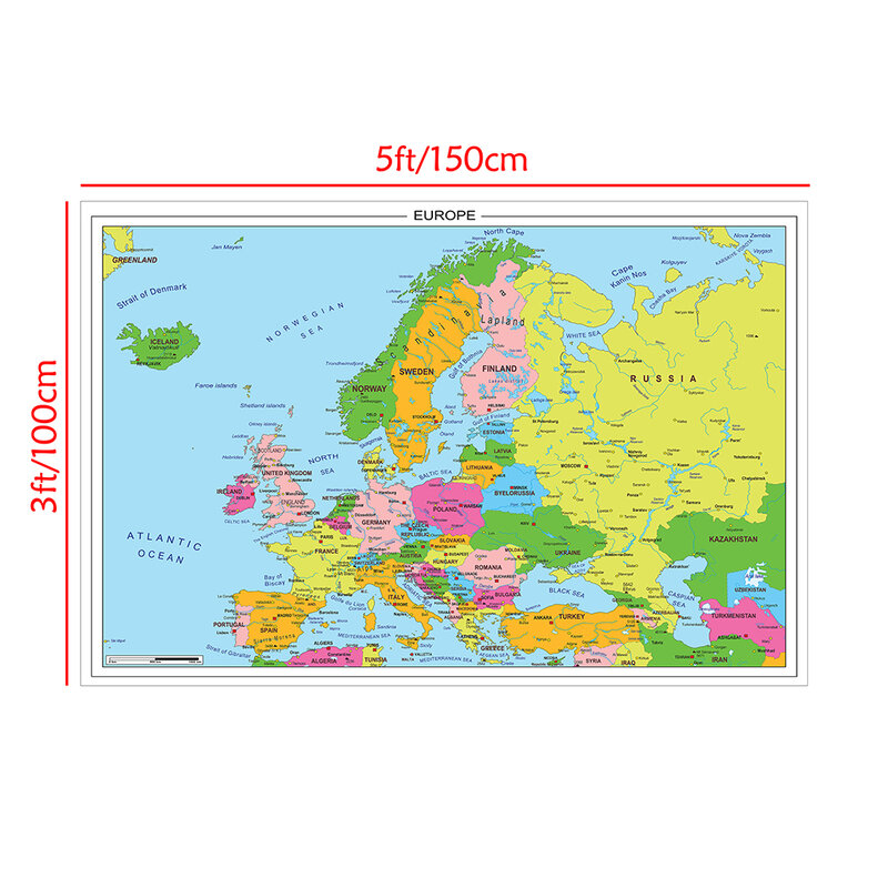 150*100cm mapa Europy plakat na ścianę obraz z włókniny w klasie dekoracja domu dla dzieci przybory szkolne