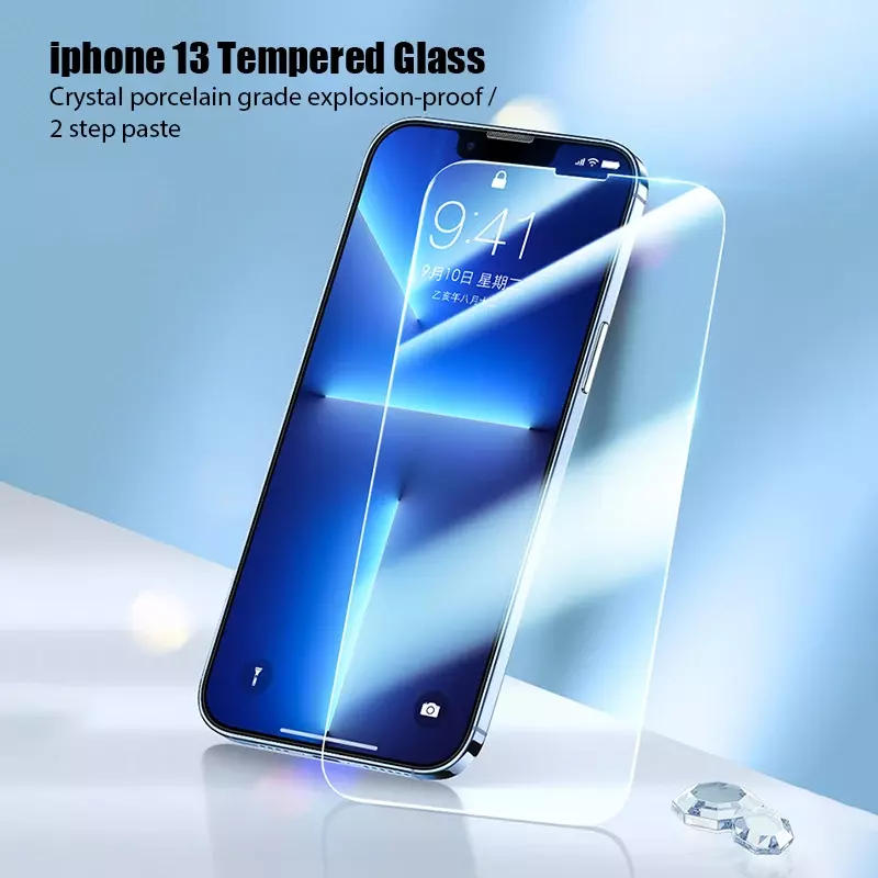 Закаленное стекло для iPhone, 2 шт., Защита экрана для iPhone 11 12 13 14 15 Pro XR X XS Max 15 14 12 Pro Max Mini 7 8 Plus