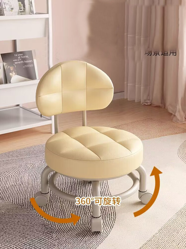 Backrest Pulley Changing Shoes Round Stool Pedicure Chair Work Low Stool Office Footstool Floor Cleaning Stools Salon Furniture