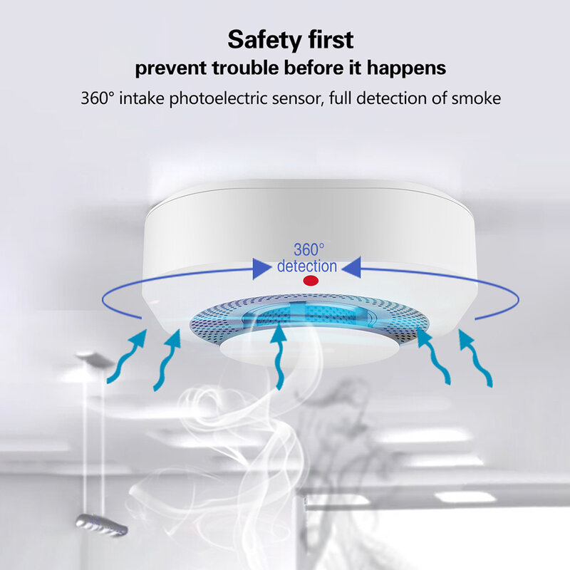 Sensor de Detector de humo Wifi Tuya 90DB, alarma de sonido, combinación de ahumadero, protección contra incendios, seguridad del hogar, vida inteligente, Alexa y Google