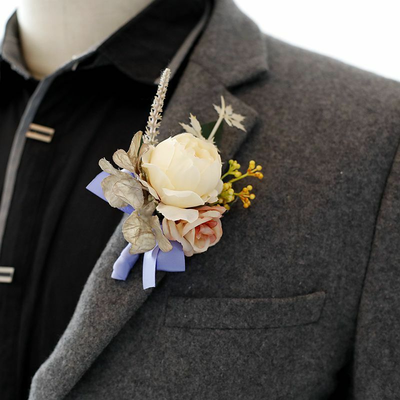 Broche nupcial de ramillete de flores para novio de boda, joyería de dama de honor, Pin de camisa para hombres, suministros de accesorios de fiesta de graduación