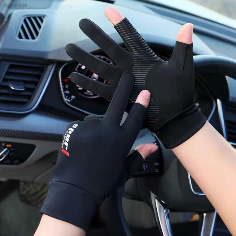 Перчатки для сенсорных экранов, велосипедные перчатки с открытыми пальцами, велосипедные перчатки, дышащие велосипедные перчатки из ледяного шелка, Нескользящие, с защитой от УФ-лучей