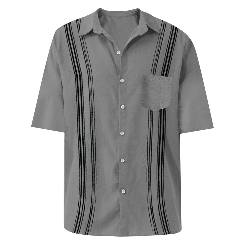 الذكور قميص الصيف القطن الكتان قمصان للرجال عادية قصيرة الأكمام قمصان البلوزات الصلبة بدوره إلى أسفل طوق الرسمي قمصان الشاطئ
