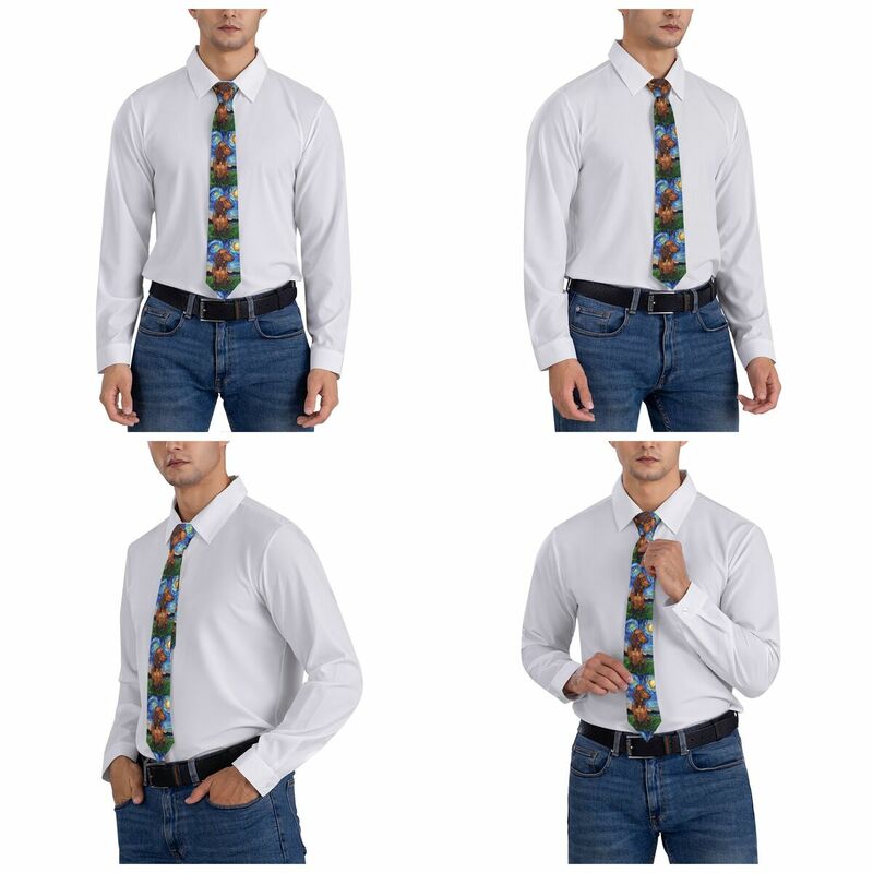 Corbatas personalizadas de noche estrellada para hombre, corbatas de perro salchicha de tejón de seda, a la moda, para oficina