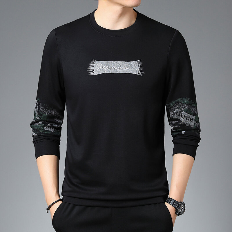 Men's Spring Personalized Fashion Casual Versatile Long Sleeved Hoodie Thin Top