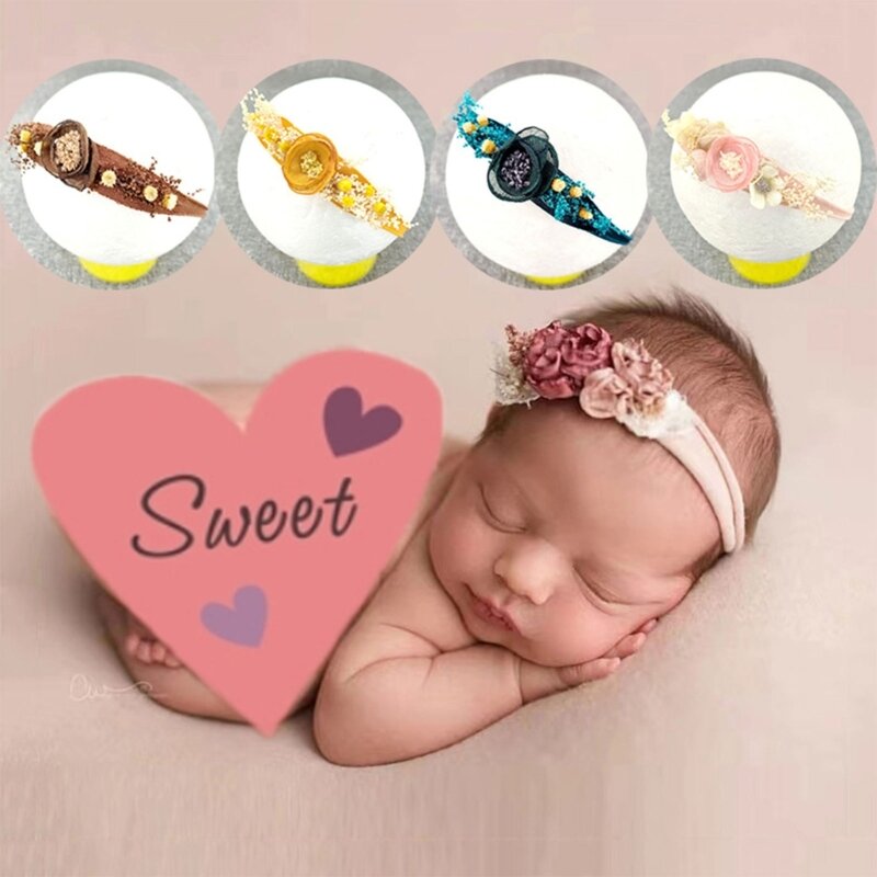 K5DD Fascia per foto per neonato Fasce per capelli per neonate adorabili Elegante copricapo a fiori