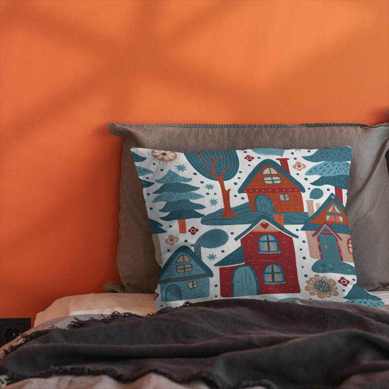 1pc Nordic Night/Nordic Morning Scenery Decorative Sofa Pillow Case Square Pillow Case 45cm * 45cm (18in * 18in)