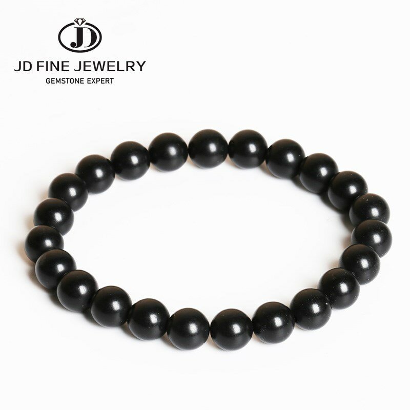 JD Natural Black Shungite Magnetic Graphite Beaded Bracelet Women Men Health Care Minerals Bangles Healing Meditation Jewelry