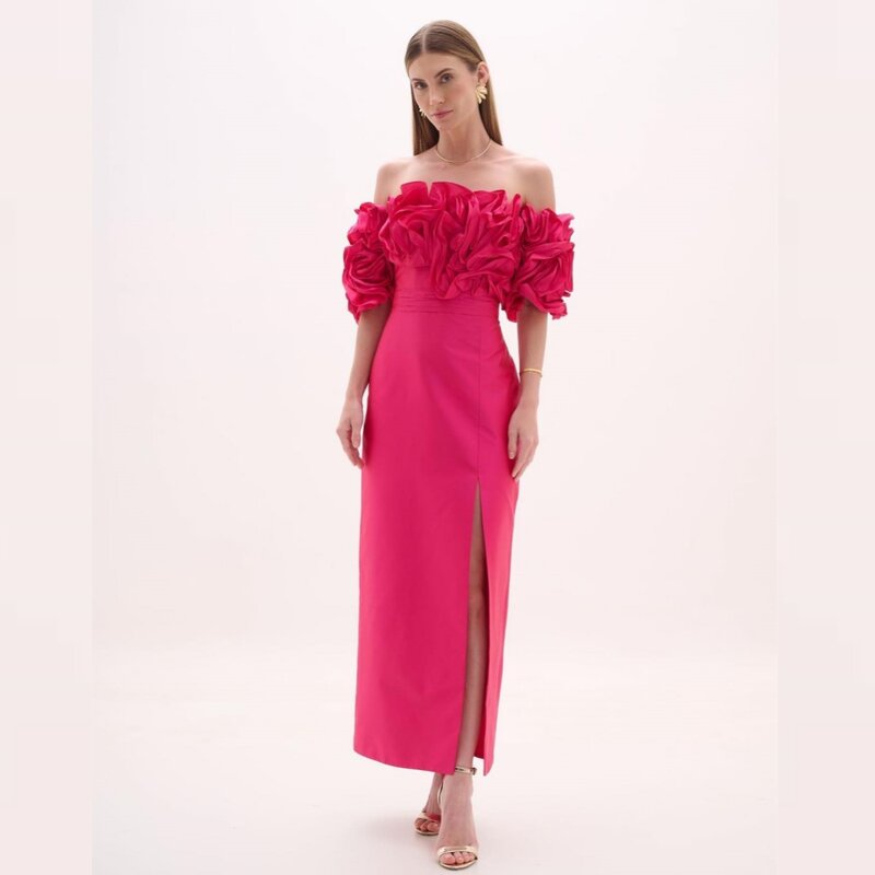 Jersey Pleat Ruched Quinceanera A-line Off-the-shoulder Bespoke Occasion Gown Midi Dresses