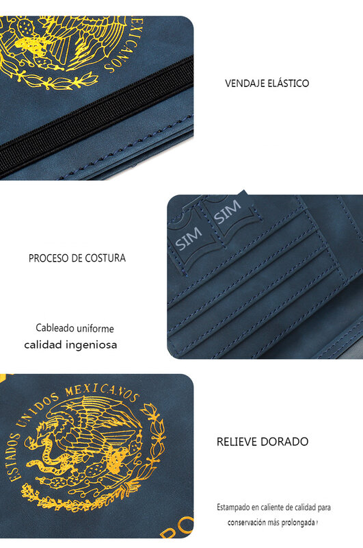 Estados Unidos Mexicanos sampul paspor kulit PU Meksiko casing pelindung tempat kartu pria wanita untuk dokumen perjalanan