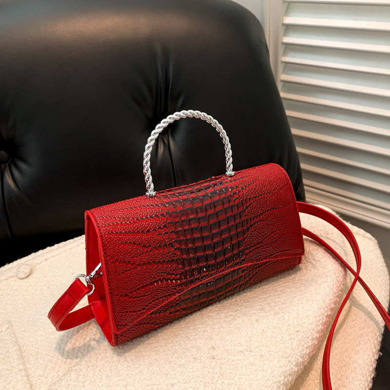 Skóra aligatora torebka luksusowa torba dla kobiet metalowa rączka kopertówka moda mała torebka designerska torby na ramię Crossbody