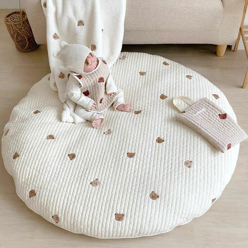 1PCS Nordic Style Baby Cotton Blanket Round Shape Crawling Newborn Baby Room Carpet Decoration Soft Rugs Cotton Play Mats