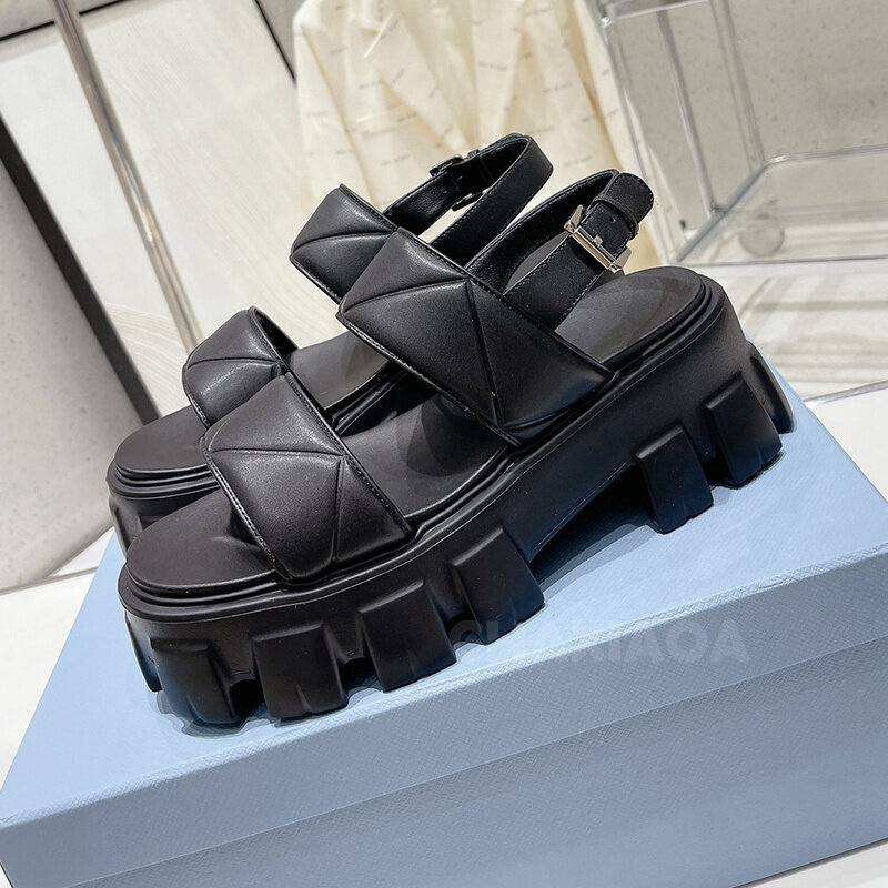 Ladies Sandals Summer 2024 Walk Show New Style Broadband Design Tire Sole Women Shoes Foot Sensation Comfortable Sandals