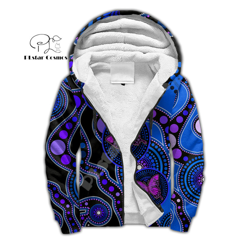 Jaqueta de lã com Zip Hoodies para homens e mulheres, bandeira do país, Austrália Aborígene Cultura, Tribal 3DPrint, nome personalizado, Casaco de Inverno, X