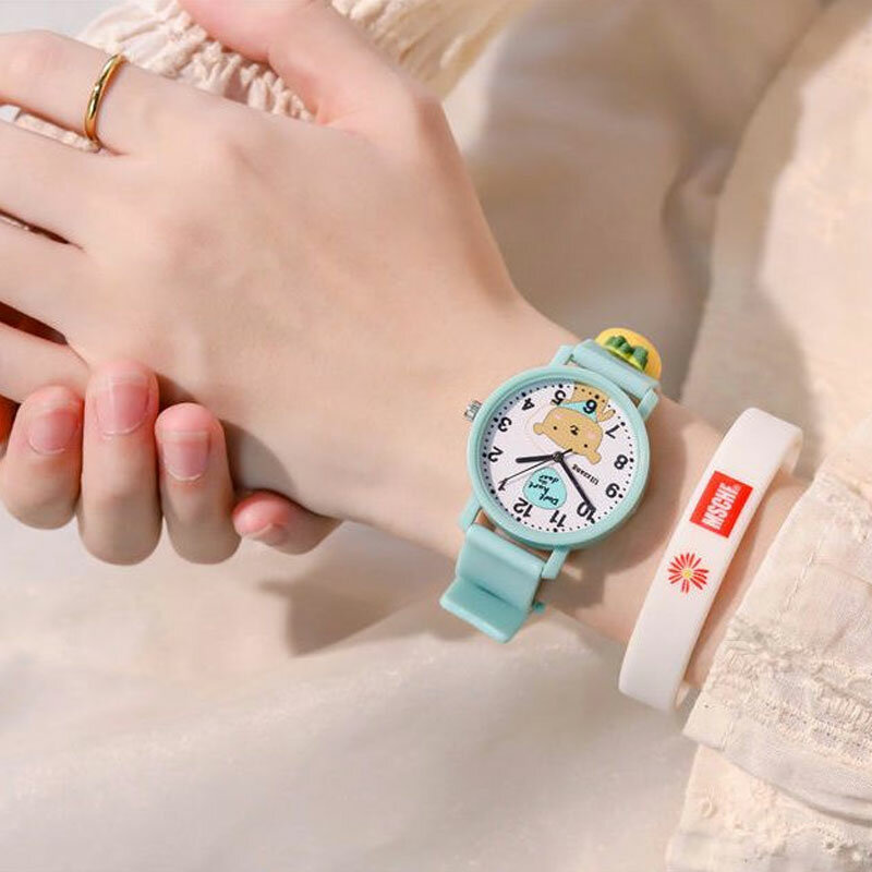 Детские Водонепроницаемые кварцевые розовые силиконовые часы с цифровым циферблатом