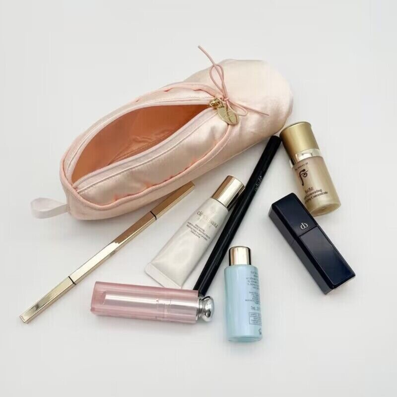 Розовые балетки, атласная студенческая сумка-карандаш, многофункциональный косметический органайзер, Прямая доставка