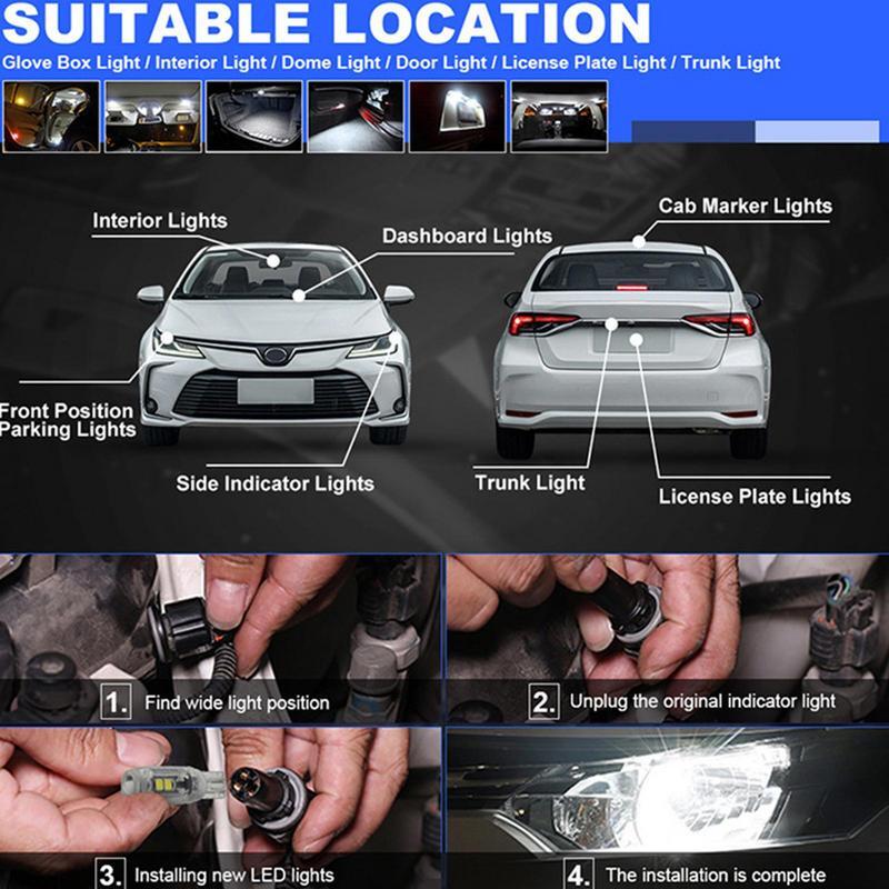 License Plate Light T10 W5W Led Universal Tail Box Lights W5W 168 Led 5w5 Car Interior Dome Reading License Plate Lights Bulb