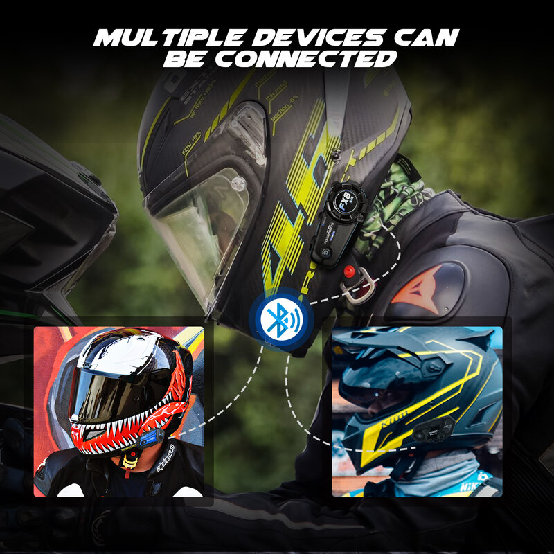 Fodsports FX8 AIR Motorcycle Intercom Helmet Bluetooth Headset Wireless Interphone BT 5.0,FM Radio,3 Sound Effects,Music Share
