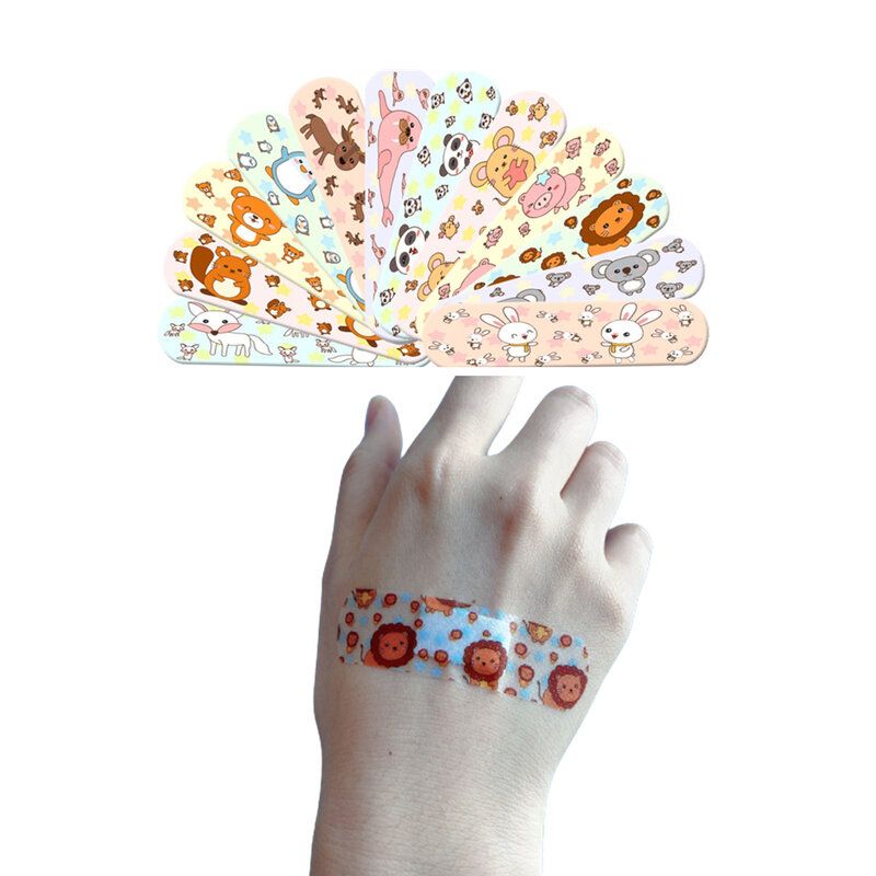 100pcs/set Cartoon Animal Band Aid Kawaii Wound Dressing Plaster for Children Adhesive Bandages Strips First Aid Emergency Patch