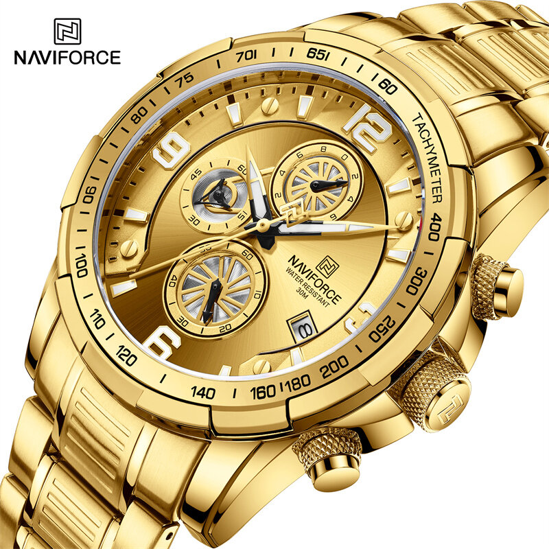 Naviforce-メンズウォッチ,高品質の腕時計,高級デザイン,多機能,耐水性,クォーツ