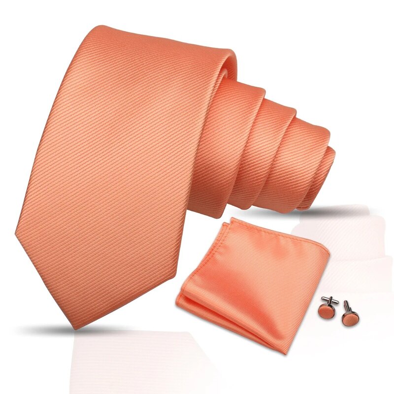 HUISHI Pria 7.5Cm Dasi Set Formal Bisnis Mewah Cravat Dasi Saku Persegi Manset Kotak Putih Hadiah Pernikahan untuk Suami