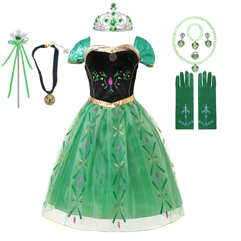 Disney-Girls Frozen Elsa and Anna Traje, Vestido de criança, Princesa, Birthday Party, Carnaval, Fantasia, Vestuário, 2023