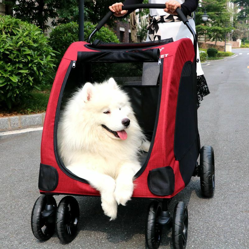 Carrinho grande com rodas para cães e gatos, Carrinho dobrável ao ar livre, Carrinho de cachorro, Carrinho de estimação com rodas