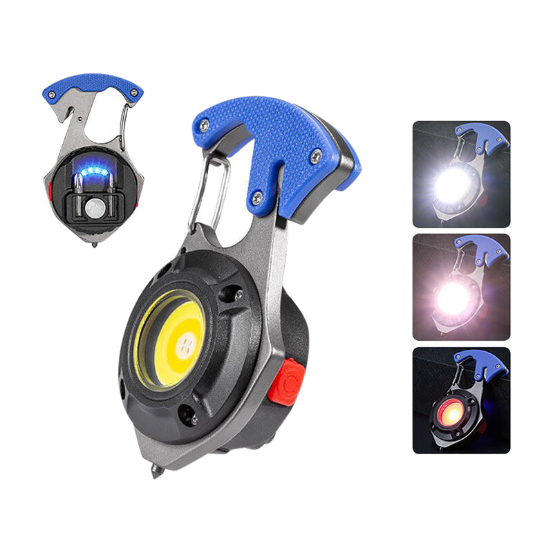 Portátil COB Keychain Lanterna, Mini Work Lights, Floodlight, Tipo C, Recarregável, Abridor de garrafas, Ao ar livre, Camping, Luz