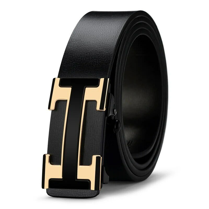 2024 Casual Famous Width 3.4cm Brand Belt Men Top Quality Genuine Leather Belts for Men Luxury Strap Male Metal Automatic Buckle