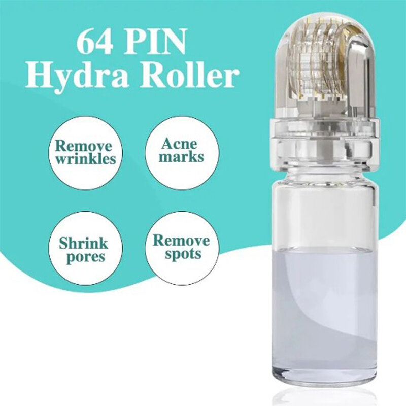 Hydra Roller 64/20 Pin Derma Stamp Titanium Tips Therapy System Derma Roller Bottle Serum Injection Skincare Hydration Stump