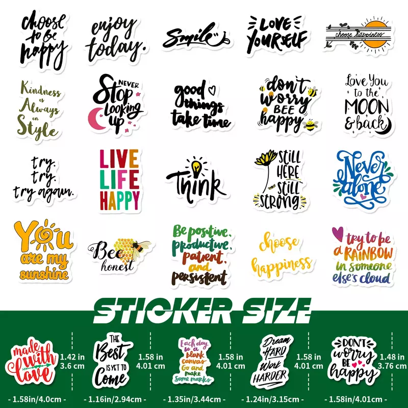 50 Stuks Inspirerende Quote Stickers Pack Positieve Stickers Voor Waterfles Laptop Telefoon Skateboard Helm Geschenken Voor Tieners Kinderen