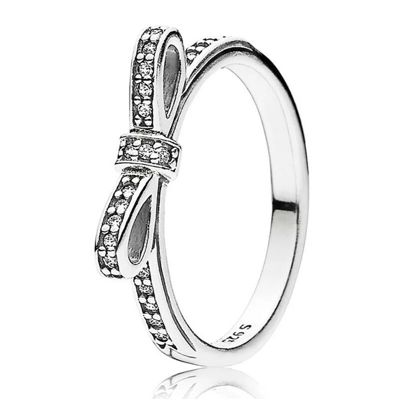 925 srebrny pierścionek utorować charakterystyczne koła serca księżniczki Halo wahacz opaska z kokardką dla kobiet prezent moda biżuteria