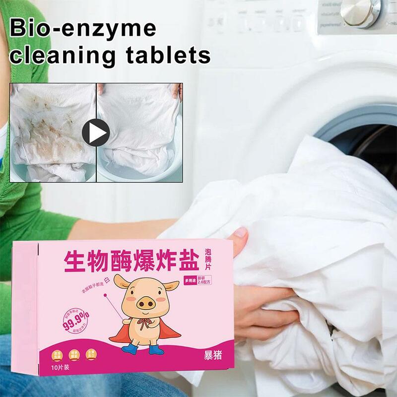 Multi-Funcional Bio Enzima Limpeza Tablets, poderoso Tablet Lavandaria, descontaminação, Q0s1