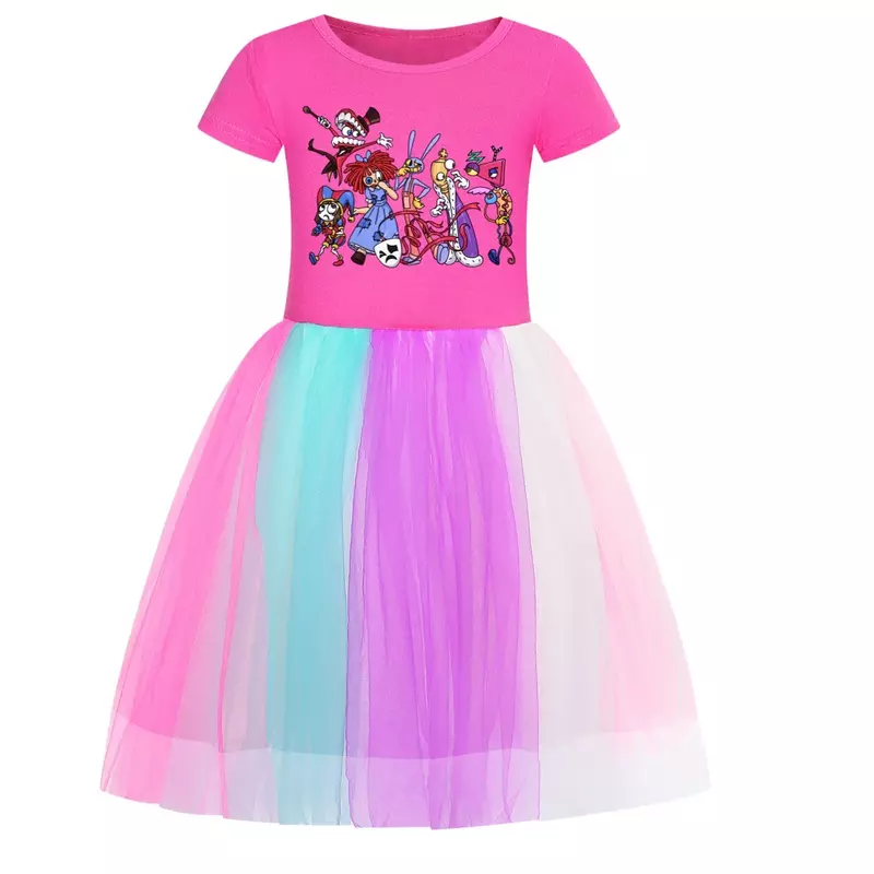 Nuovo vestito circolare digitale bambini Pomni Jax vestiti neonate eleganti abiti da principessa in pizzo bambini matrimonio festa di compleanno abiti