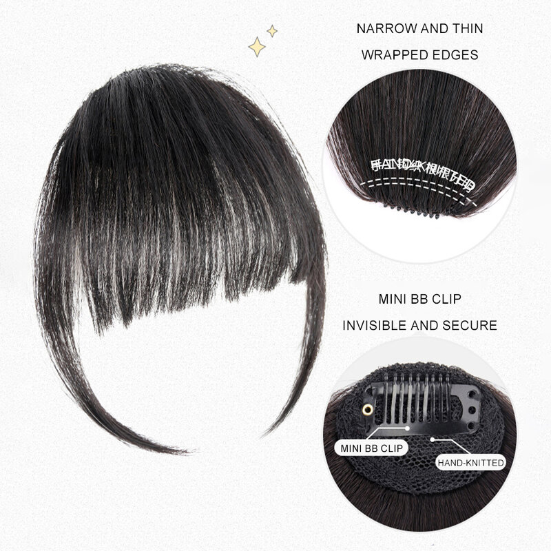 Clip in Bangs 100% Real Human Hair clip in hair extensions Wispy Fringe Bangs Natural Hair Pieces for women Daily Wear
